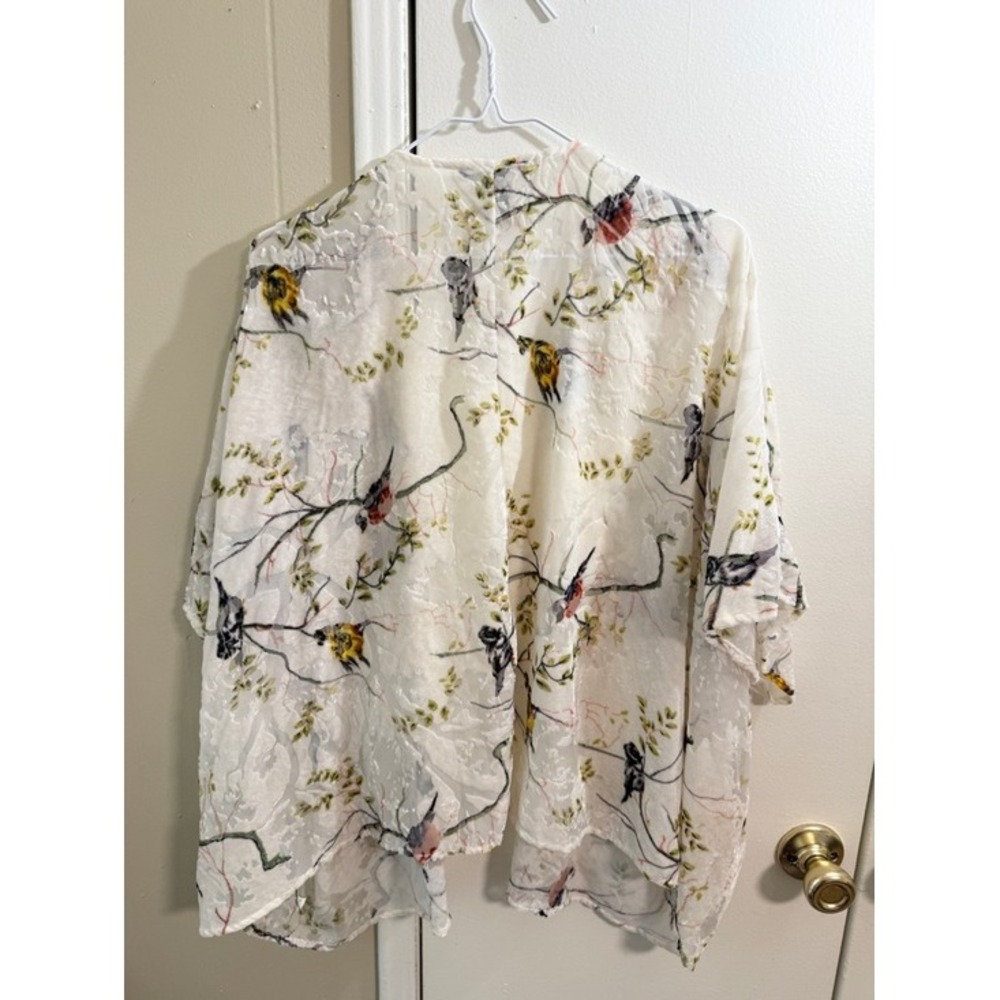 Bird & Branch Sheer Velvet Burnout Kimono Ivory Multi One Size S-XXL - Picture 8 of 14